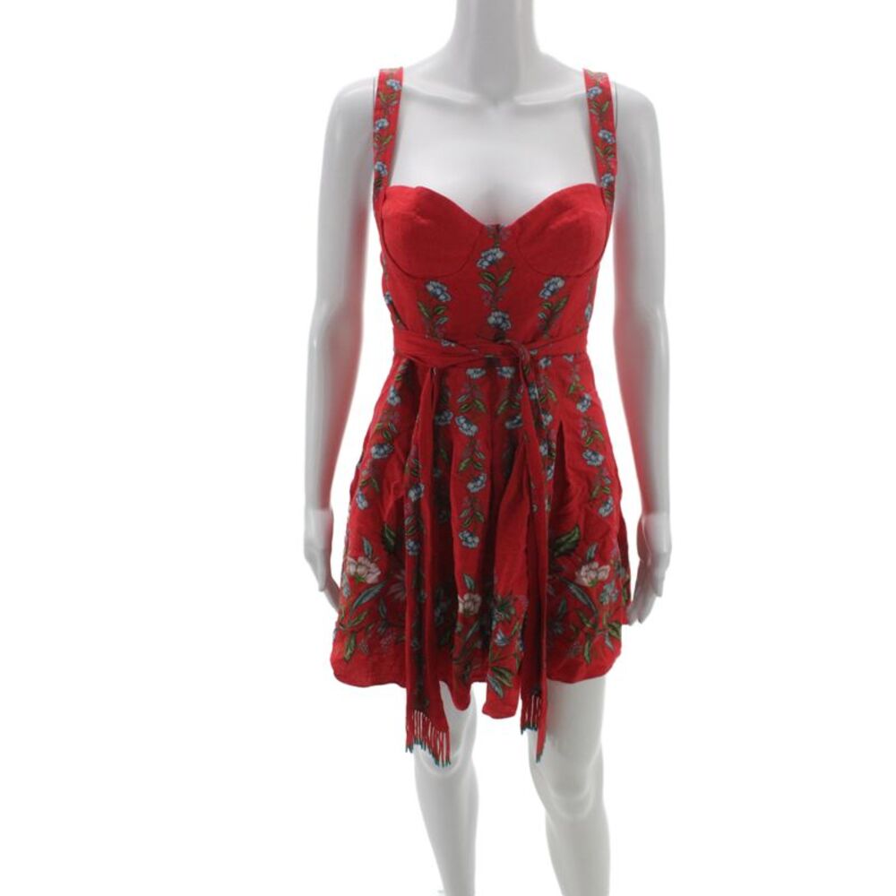 Farm Rio Womens Fit & Flare Red Sweetheart Sleeveless Dress Size S